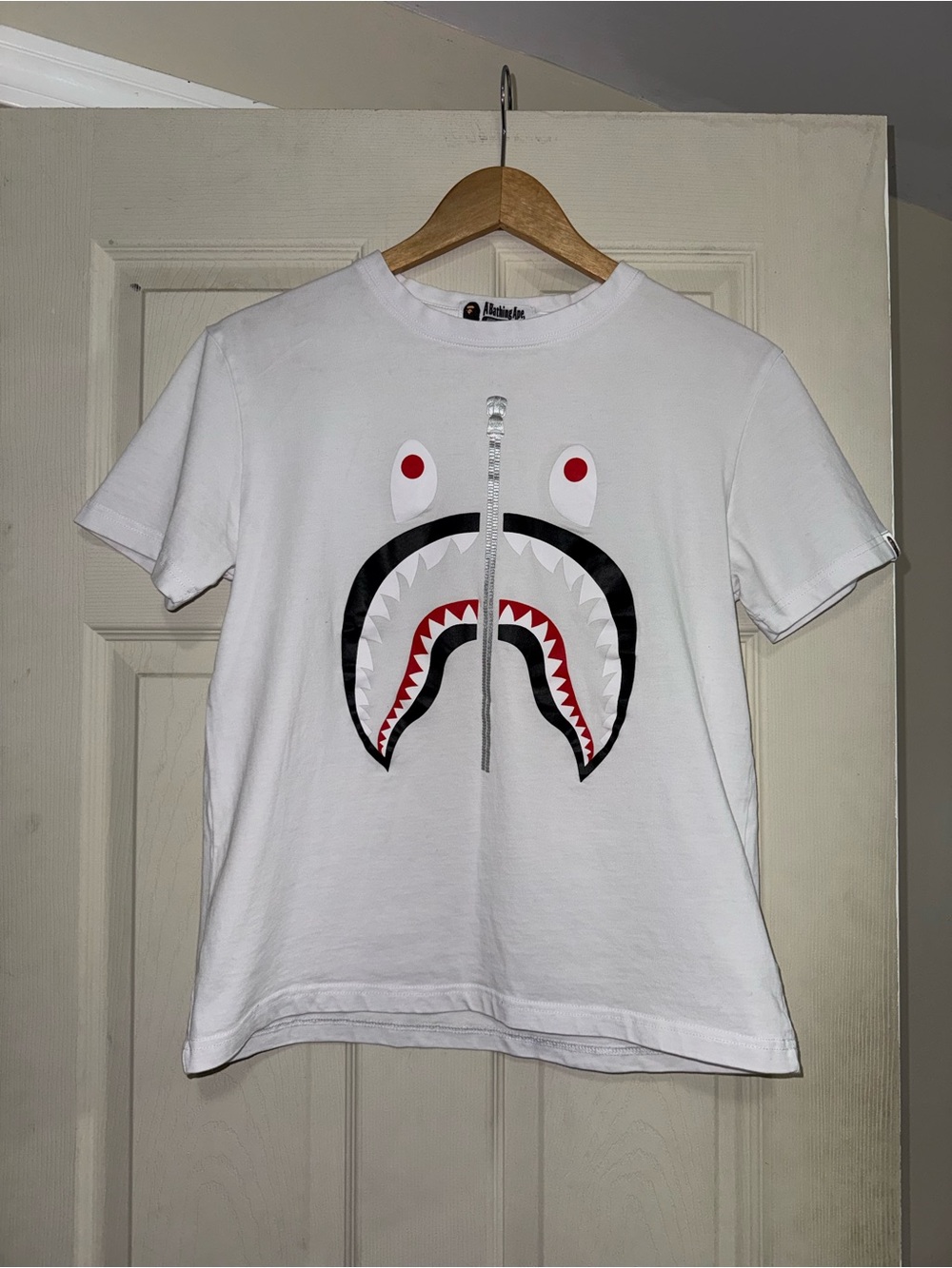 A Bathing Ape White Shark Face Graphic T-shirt